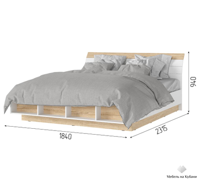 Санса КР-01 Кровать 1.4х2.0 Сонома/Белый
