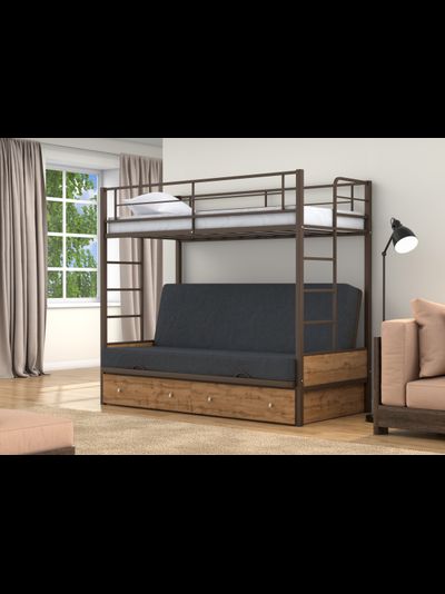 Двухъярусная кровать-диван Дакар 1 Коричневый (вставки дуб крафт табак)