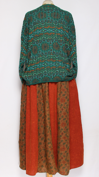 Джемпер ХЛОПОК "Цветы орнамент резинка" зеленый до р.52