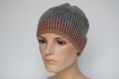 Разноцветная коричневая шапка в полоску Vizio Италия 6520 С