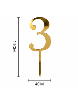Топпер-цифра "3" (золото), 11*4см