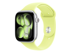 Apple Watch Series 11 (GPS) 42mm Silver Aluminum Case with Neon Yellow Sport Band (Серебристый)
