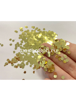 Блестки глиттер Золото Экстра Крупный 4 мм вес 100 гр