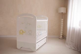 Кровать Incanto Джунгли маятник ящик белый