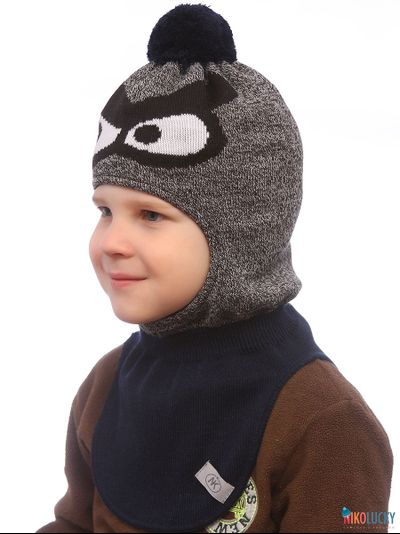 Шапка-шлем 22201-04, цвет темно-серый меланж, р. 50-52