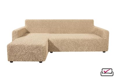 Чехол на угловой диван с левым выступом Микрофибра Капучино. ЗАЩИТА ДЛЯ МЯГКОЙ МЕБЕЛИ ОТ ЖИВОТНЫХ. ИТАЛИЯ