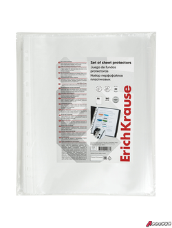 Папки-файлы перфорированные А4 ERICH KRAUSE «Fizzy Clear», КОМПЛЕКТ 100 шт., матовые, 30 мкм. 272912