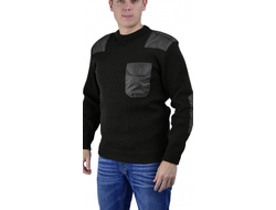 Свитер чёрный  с накладками под горло (Размеры: 46, 48, 54, 60)