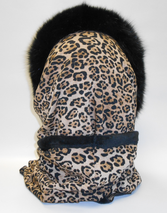 Шапка женская Снуд шарф утепленный натуральный мех песец арт. Ц-0223