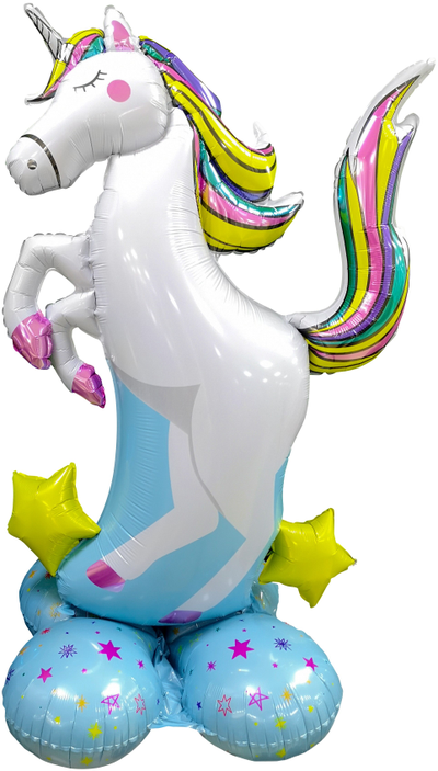 Шар 3D (50''/127 см) Фигура на подставке, Радужный единорог