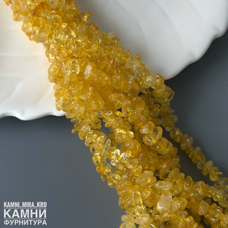 Цитрин прозрачный крошка 5-7 мм, цена за нить 19 см