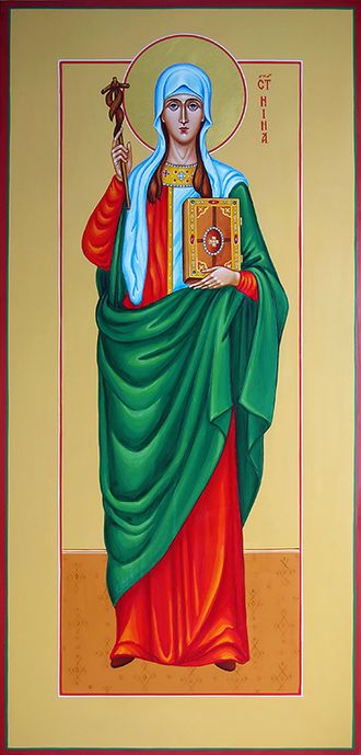 Нина, святая равноапостольная, Просветительница Грузии. Рукописная мерная икона.