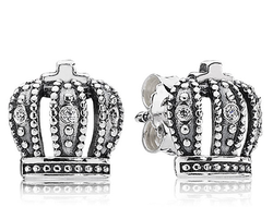 Серьги-гвоздики Royal Crown из стерлингового серебра с прозрачным цирконием - 290539CZ