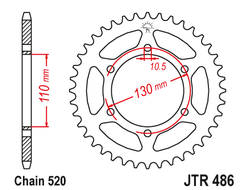 Звезда ведомая (42 зуб.) RK B4008-42 (Аналог: JTR486.42) для мотоциклов Kawasaki, Yamaha