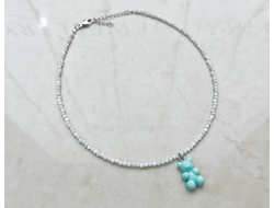 Детский чокер Перламутр с Мишкой