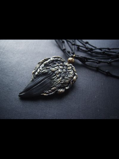 Плетёное колье с подвеской в готическом стиле &quot;Талисман Ворона&quot;