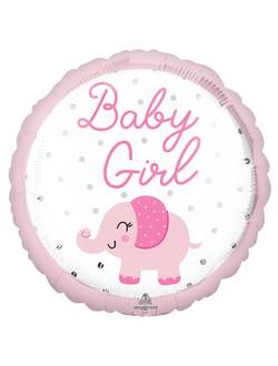 Шар круг со слоником Baby Girl,  46 см