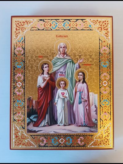 Вера, Надежда, Любовь и матерь их София. Рукописная икона 22х28см.