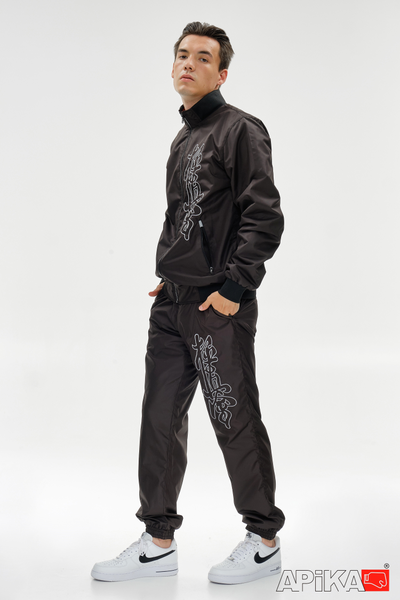 Костюм спортивный KANJI с символикой каратэ, черный, APIKA, вышивка киокушинкай