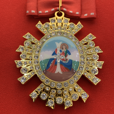 Орден Святой Екатерины 1-й степени со стразами и бантом из муаровой ленты. Полноразмерная копия LUX! Лот № 52.