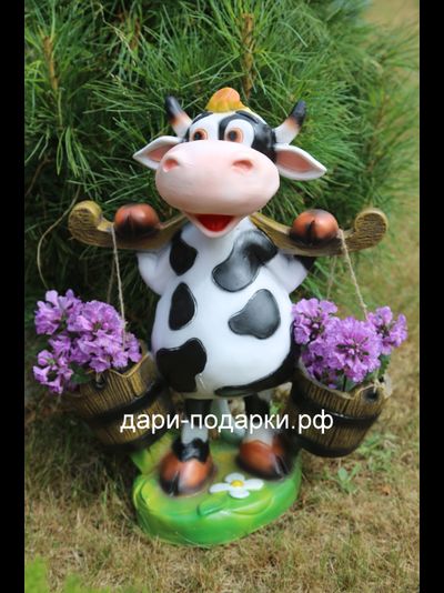 Кашпо Корова с двумя кашпо 50*40см  полистоун пр-во Россия  4148/016732*