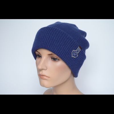 Женская шапка из кашемира с отворотом Италия Vizio 9002 CRY синяя