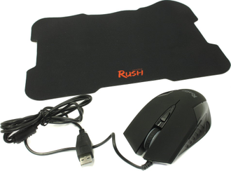 Проводная игровая мышь + коврик SmartBuy Rush Winning SBM-726G-K (черная)