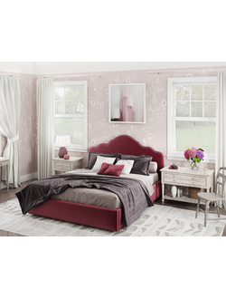 Кровать  двуспальная, MyCloud Николь с подъемным механизмом, бельевым ящиком, мягкое изголовье, фигурная спинка