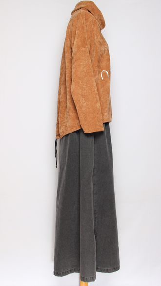 ДЖЕМПЕР БОХО "КИМОНО ВЕЛЮР" горчичный до р.54