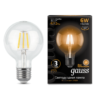 Лампа Gauss LED Filament G95 E27 6W