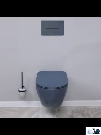 Чаша унитаза Creavit Free Basalt FE322-11BM00E-0000 подвесная безободковая, сине - серая, Steel Blue