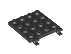 Plate, Modified 4 x 4 with 2 Open O Clips Horizontal Grip, Black (11399 / 6174508)
