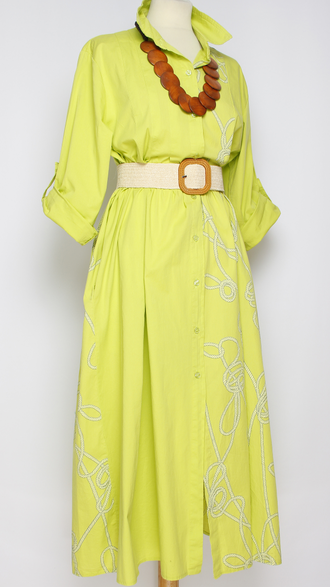 Платье - рубашка "УЗЕЛКИ"  лайм, жёлтое, зеленое, пудра