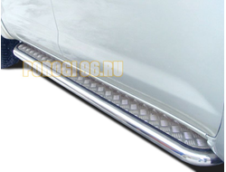 Пороги с накладным листом d60 для Toyota Hilux 2011-2015