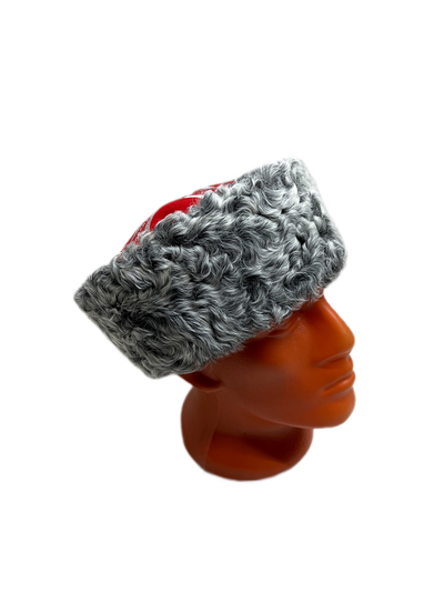 Кубанка из Серого каракуля 10см - Красный крест