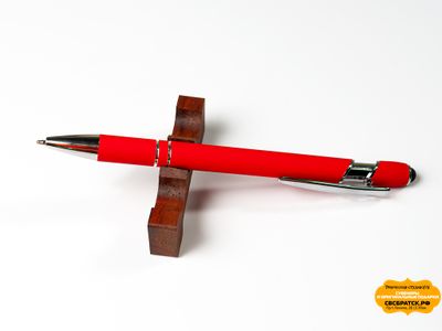 Металл. ручка-стилус с гравировкой серебро (красный)