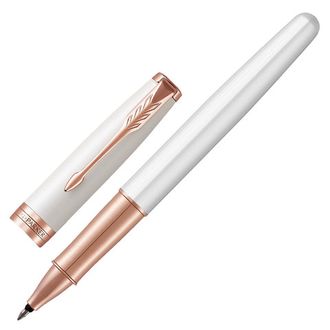 Ручка-роллер подарочная PARKER "Sonnet Premium Pearl Lacquer PGT", жемчужно-белый лак, позолоченные детали, черная, 1931554