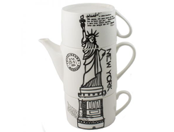 Чайник с двумя кружками Нью-Йорк,фарфор