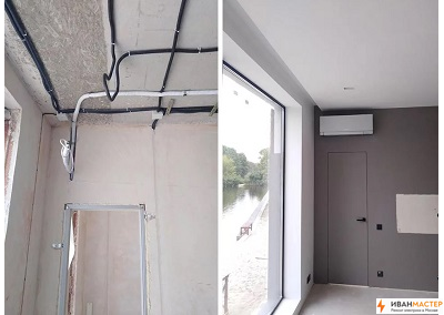 Штробление стен под кондиционер в частном доме Москва ИВАНМАСТЕР
