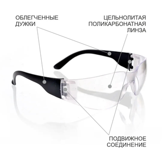 Очки КЛАССИК (прозрачные/желтые/дымчатые) открытые с покрытием, ОЧК201KN
