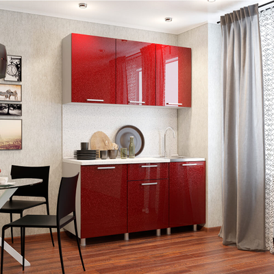 Кухня 1,5м Блестки гранат М39/белый