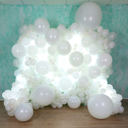 Фотозона из шаров "Белая стена с подсветкой"