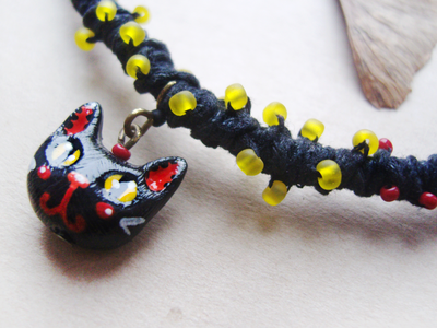 "Котик и огоньки", необычное колье под шейку