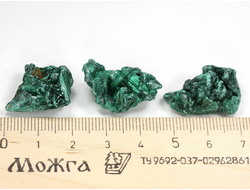 Малахит плисовый, кристаллический в ассортименте, ДР Конго (20-25 мм, 4-6 г) №38107