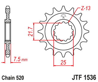 Звезда ведущая (16 зуб.) RK C4397-16 (Аналог: JTF1536.16) для мотоциклов Kawasaki, Yamaha