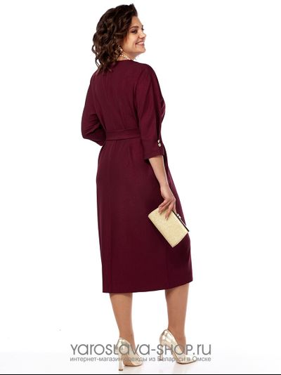 Женское элегантное платье в бордовом цвете