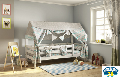 Балдахин для кровати с надстройкой Соня Зигзаг небесный