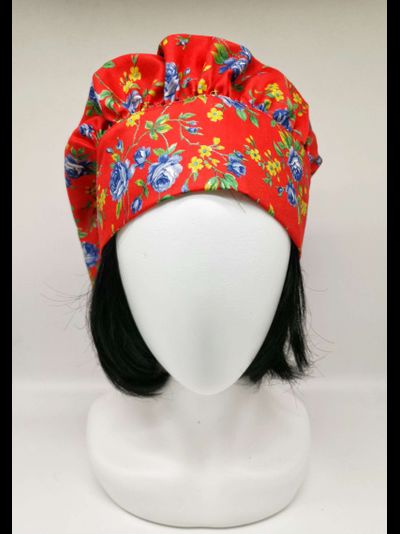 Повойник &quot;Красный с букетами&quot;