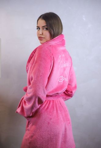 Халат Виктория Сикрет на флисе ярко-розовый