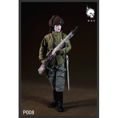 Советская женщина-снайпер в зимней экипировке  - Коллекционная ФИГУРКА 1/6 scale  Female sniper with snow camouflage in the Soviet Union (P008) - MOETOYS